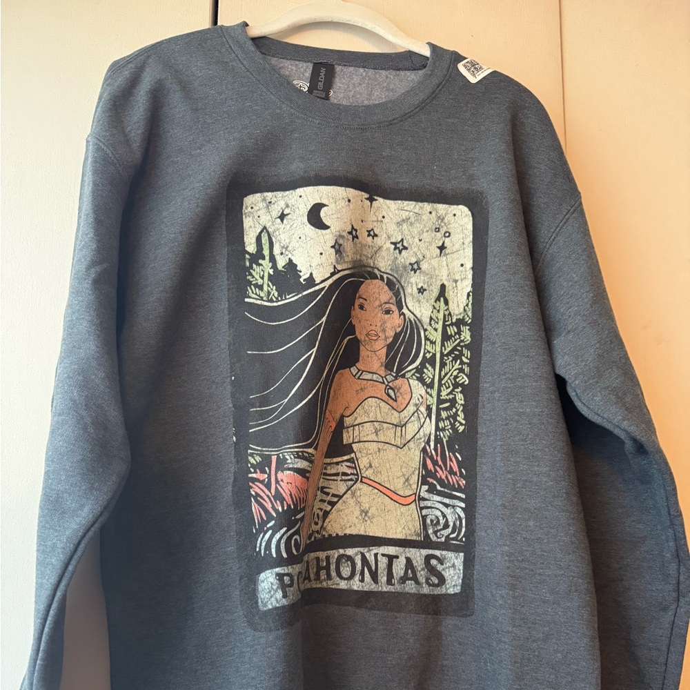 Disney Pocahontas Distressed Portrait Style Crewneck Sweatshirt